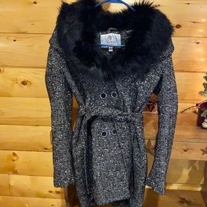 Guess faux fur pea coat